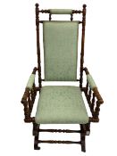 Early 20th century walnut framed American rocking chair