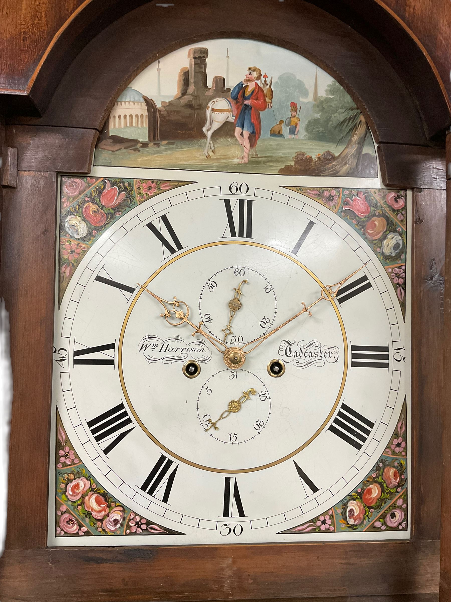 A mid-19th century oak and mahogany longcase clock by “ Wm Harrison, Tadcaster”, - Image 3 of 3