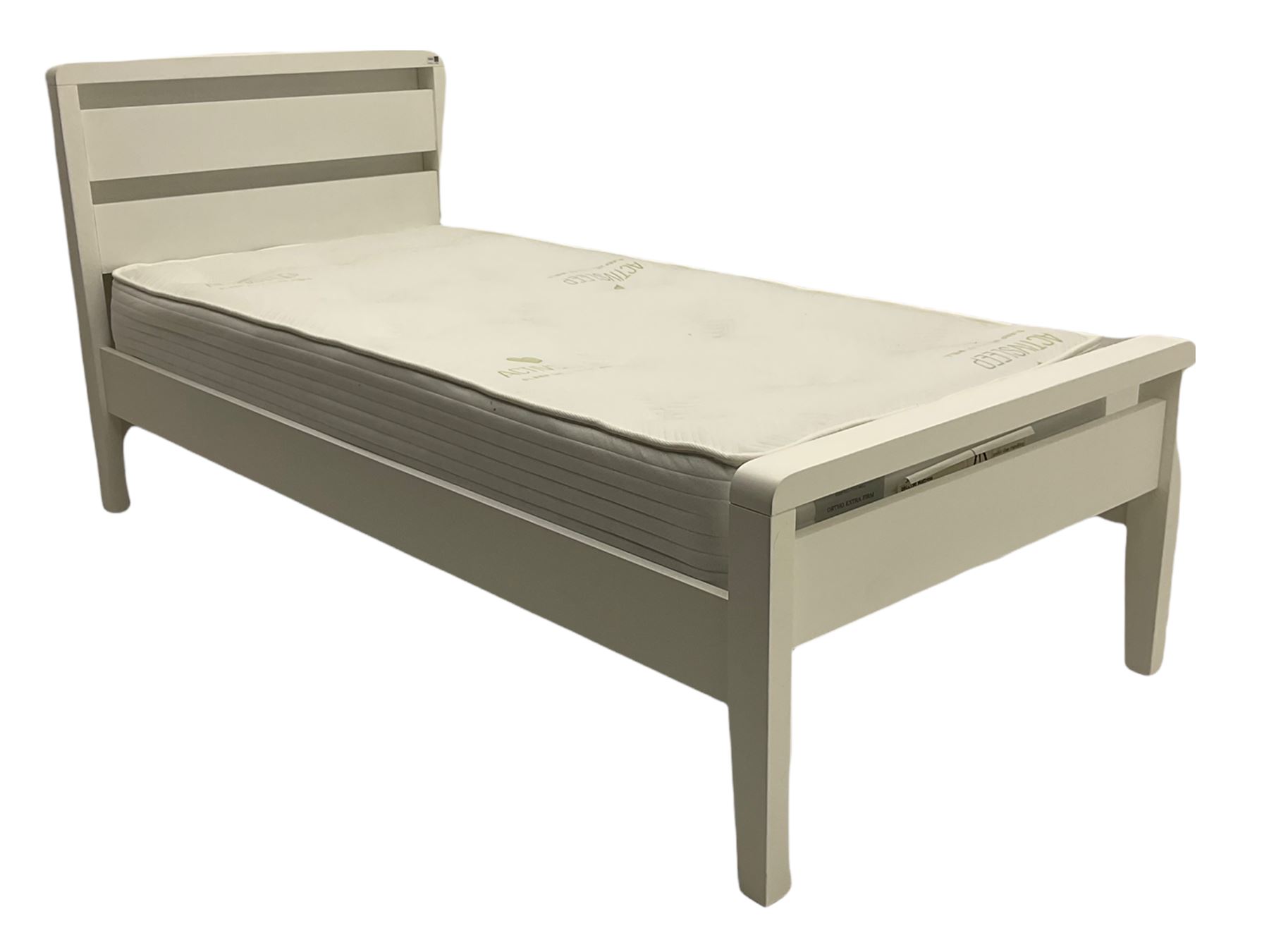 Pair "Hip-Hop" white finish single 3' bedframes with mattresses - Image 8 of 9