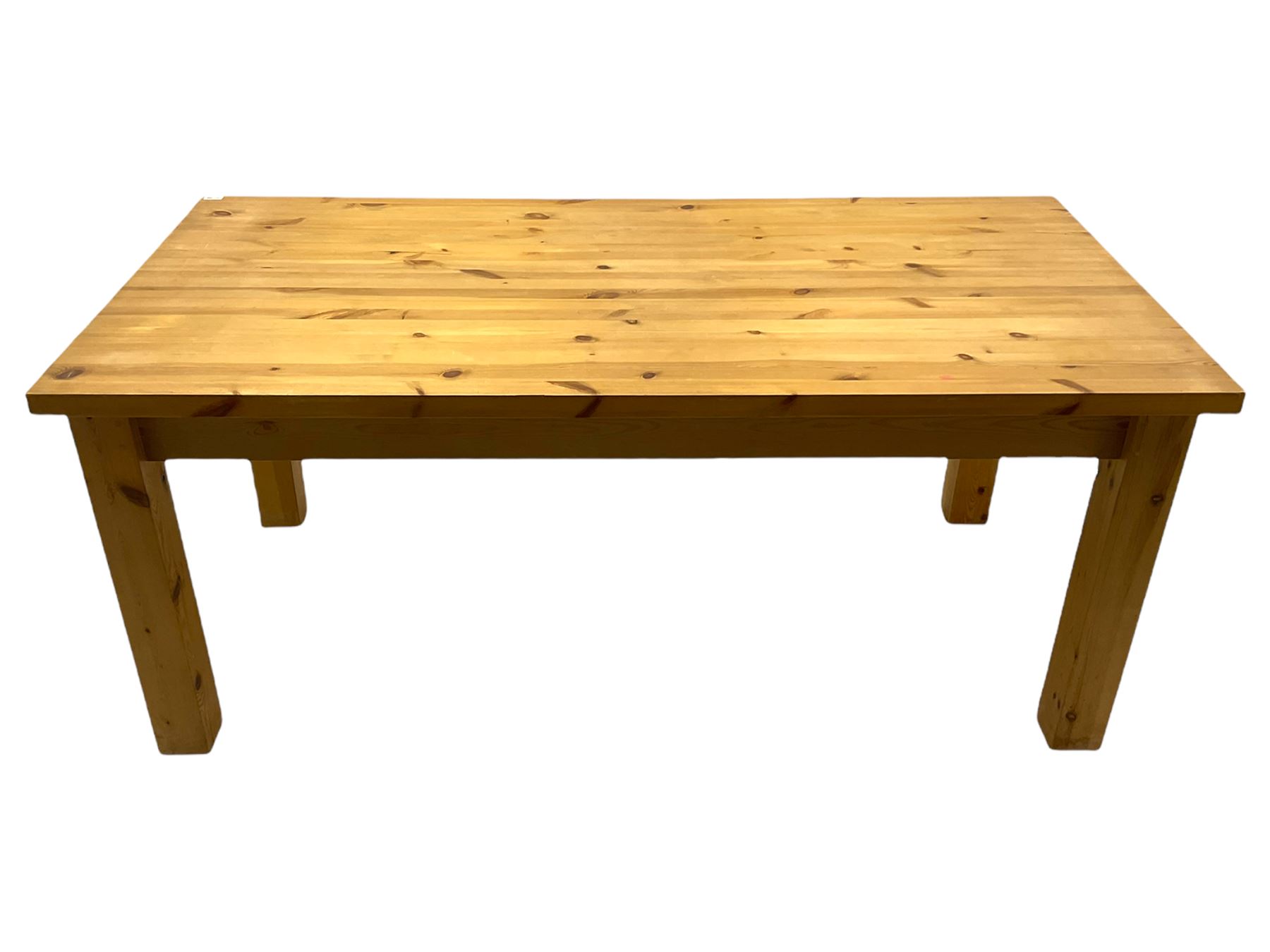 Solid pine rectangular dining table - Image 4 of 6