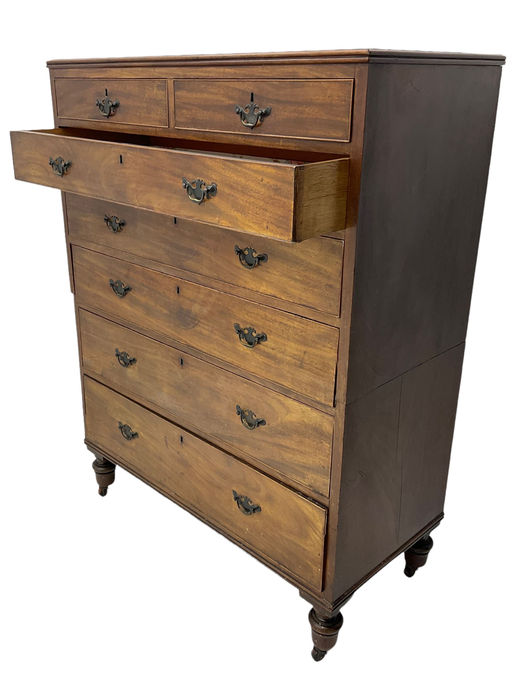 19th century mahogany straight front chest - Image 7 of 8