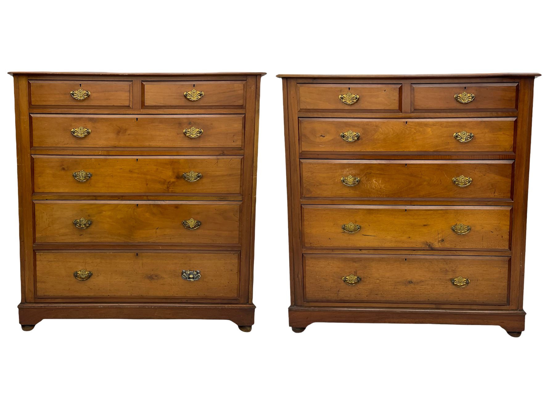 Pair Edwardian walnut chests