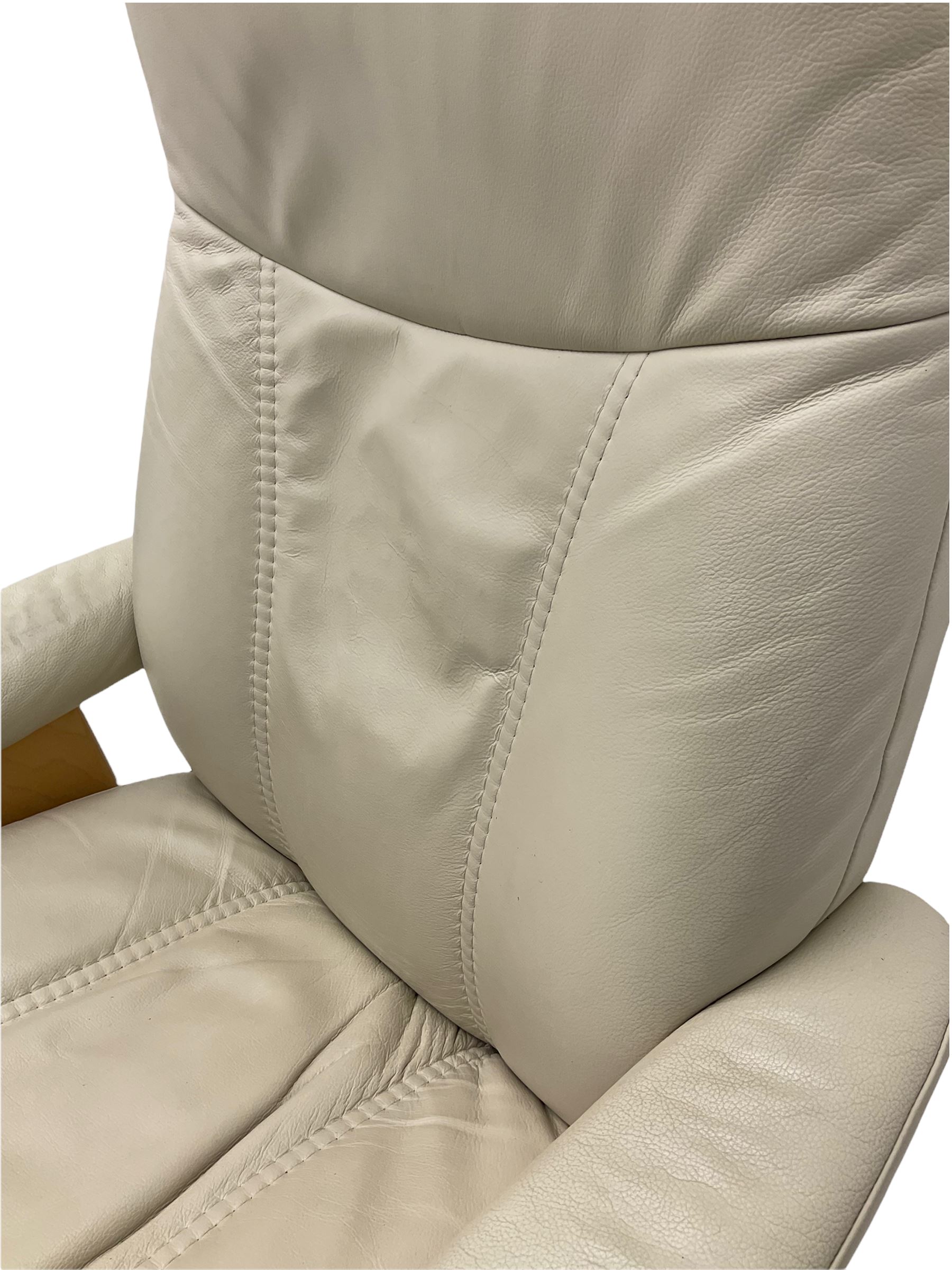 Ekornes - Stressless armchair upholstered in cream leather with matching footstool - Image 16 of 16