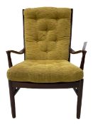 Parker Knoll - 1960s/70s stained beech framed armchair