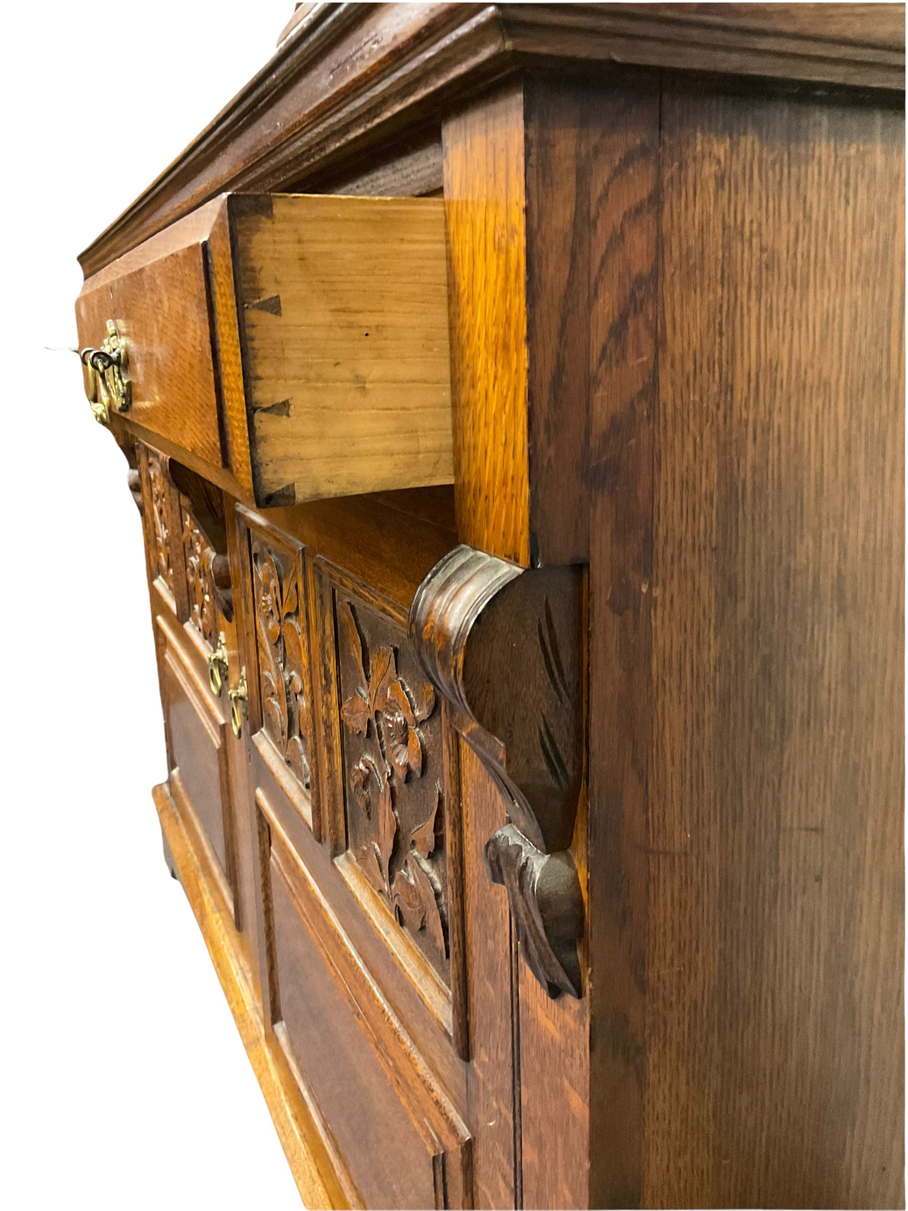 Edwardian oak mirror back sideboard - Image 6 of 8