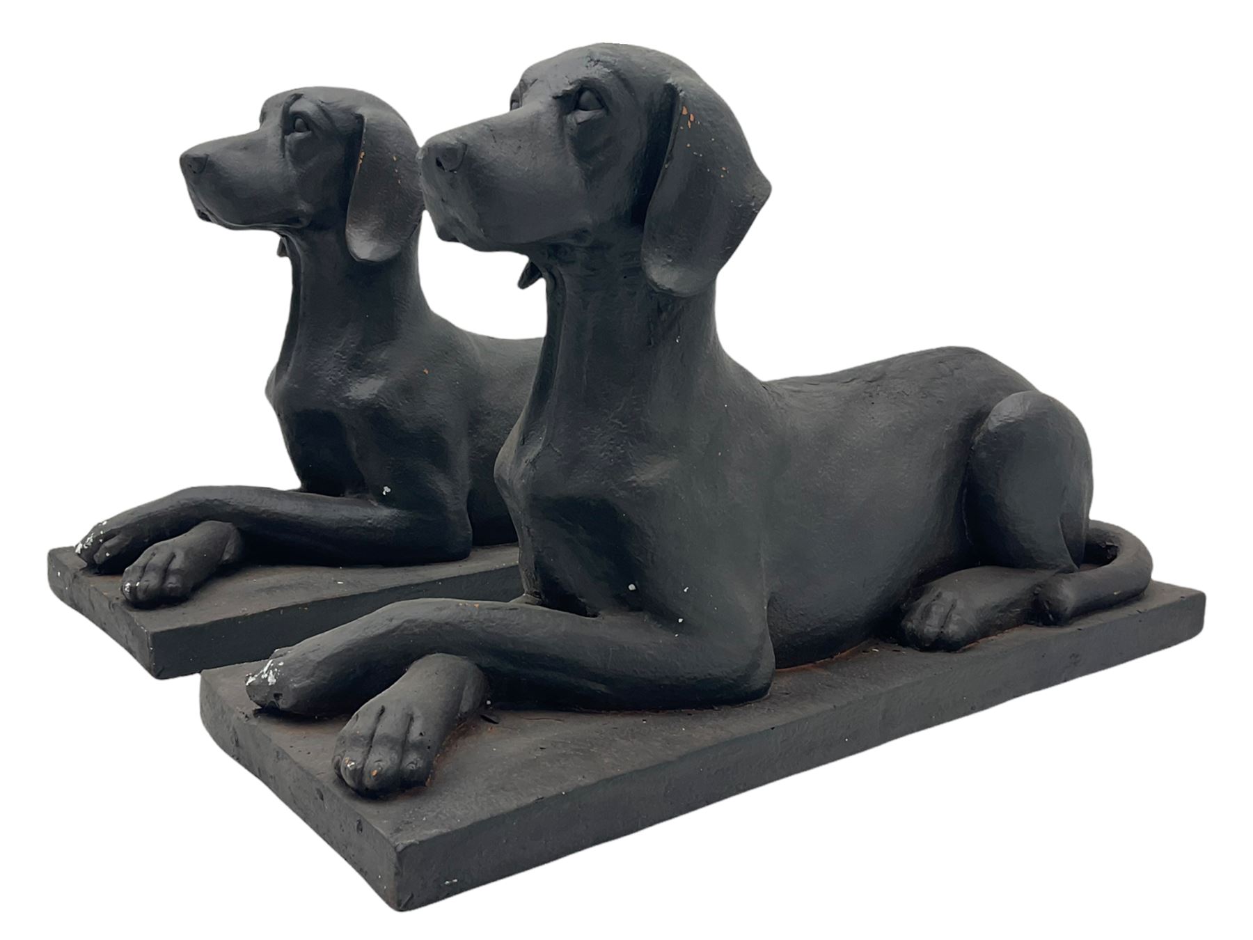 Pair of composite recumbent Labrador figures - Image 3 of 6