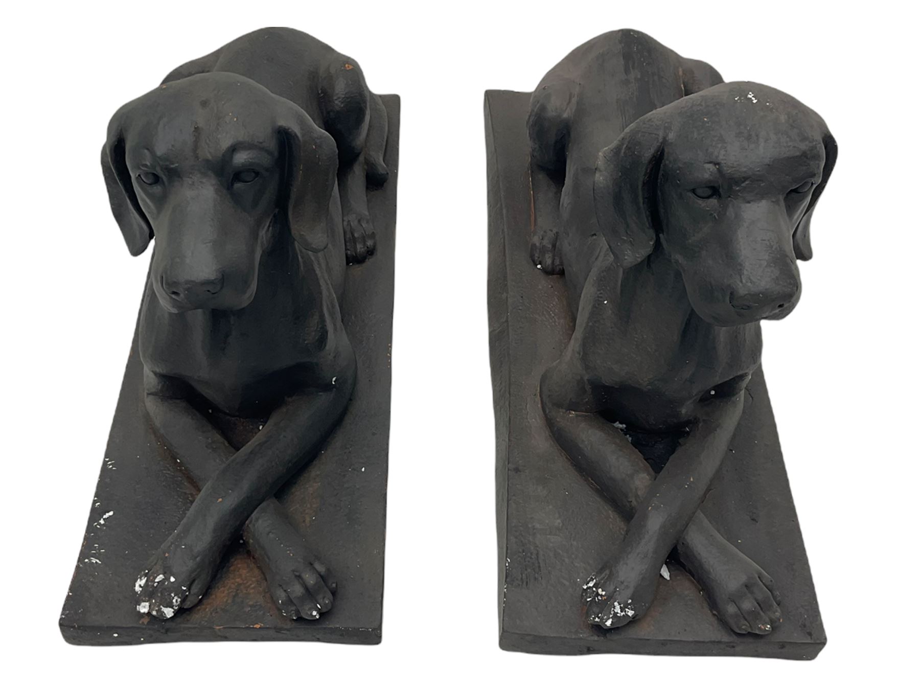 Pair of composite recumbent Labrador figures - Image 2 of 6