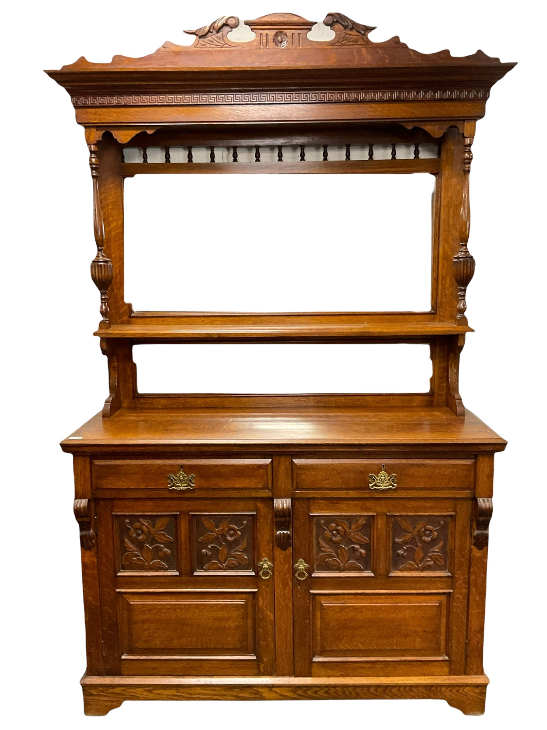 Edwardian oak mirror back sideboard