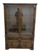 Old Charm oak glazed bookcase