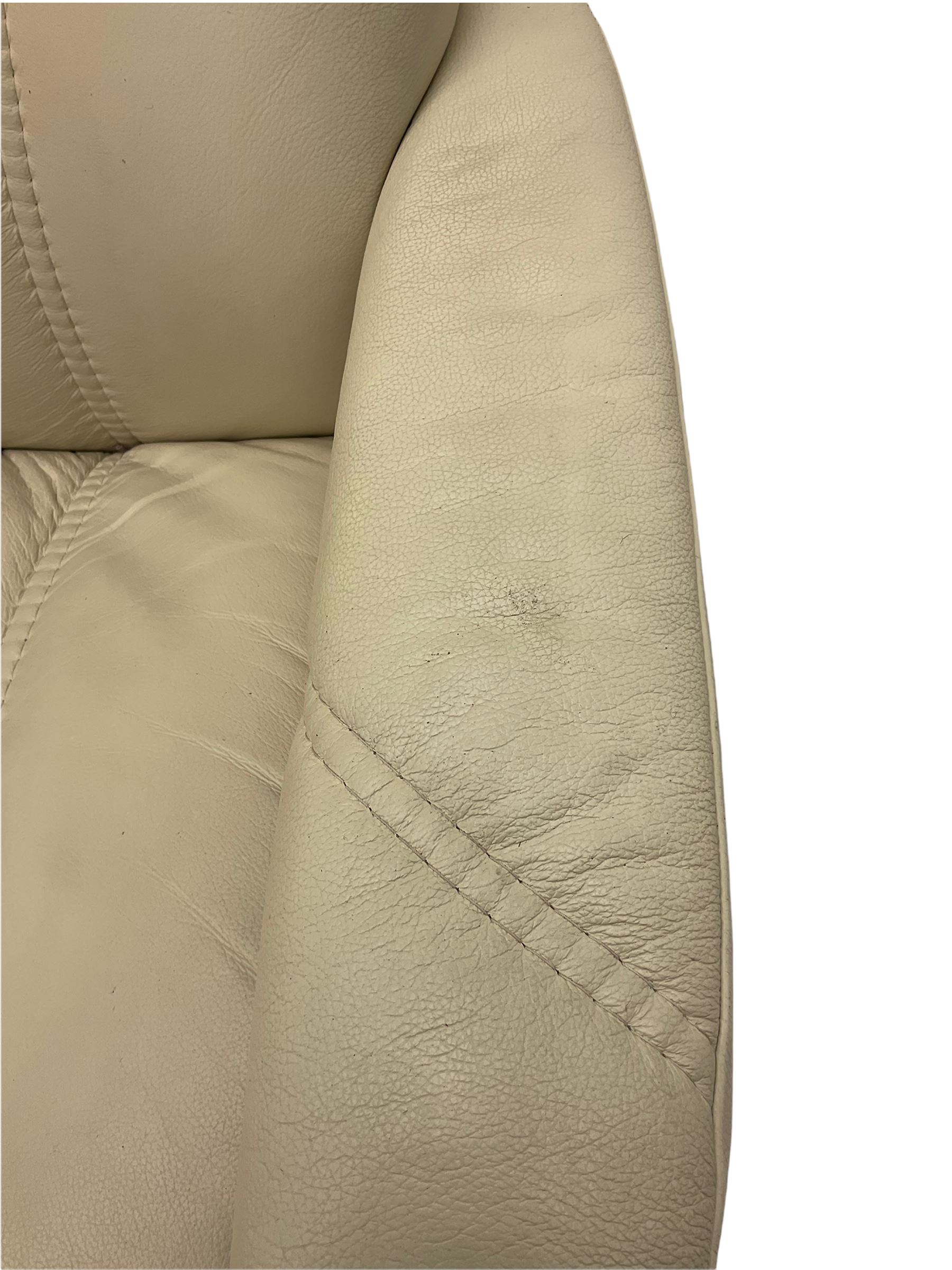 Ekornes - Stressless armchair upholstered in cream leather with matching footstool - Image 11 of 16