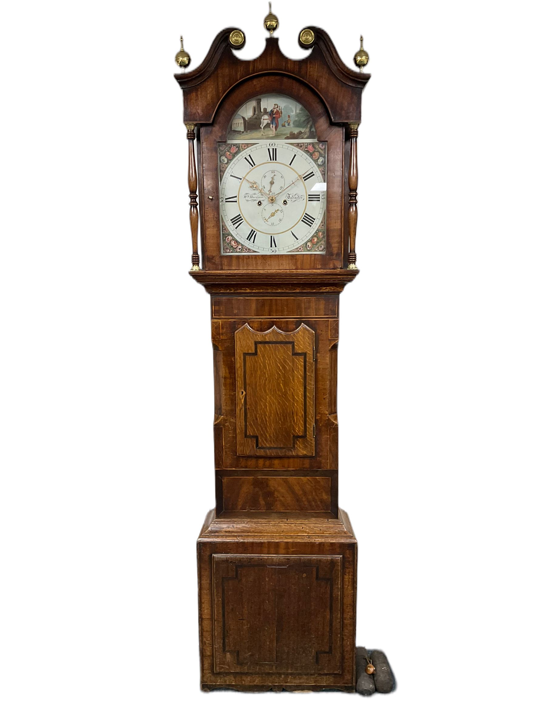 A mid-19th century oak and mahogany longcase clock by “ Wm Harrison, Tadcaster”, - Image 2 of 3