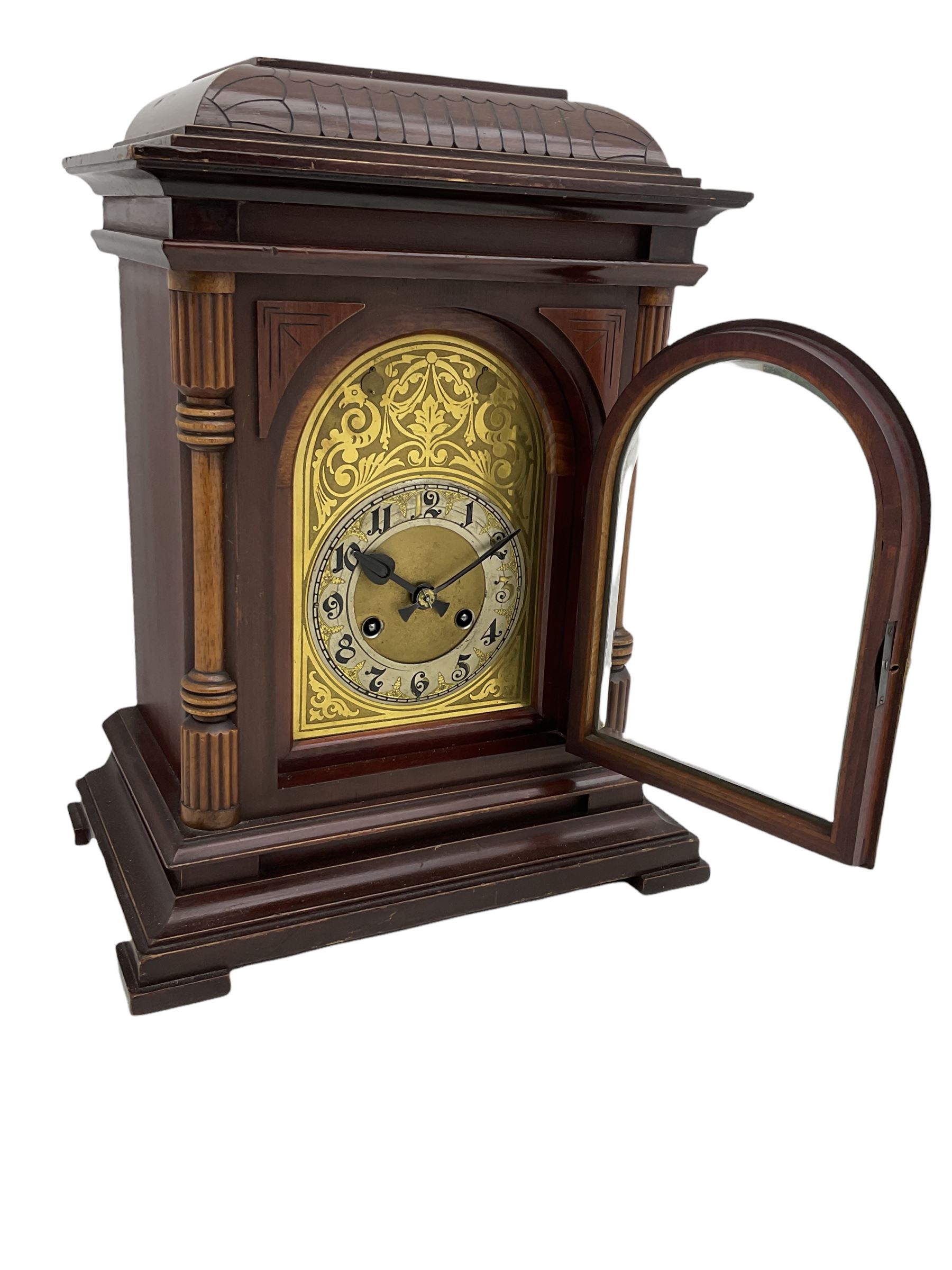 A Junghans two train mantle clock with a subsidiary third chiming train - Image 3 of 4