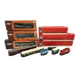 '00' gauge - three Jouef passenger coaches; three Lima passenger coaches; all boxed; Trix Twin Pullm