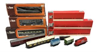 '00' gauge - three Jouef passenger coaches; three Lima passenger coaches; all boxed; Trix Twin Pullm