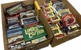 Over fifty modern die-cast models including EFE Buses; Maisto Motorcycles; Fabbri James Bond; Match