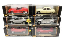 Maisto - six 1:18 scale models comprising Chrysler PT Cruiser; Honda S2000; Mercedes-Benz A-Class; M