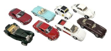 Bburago - eight 1:18 scale models including Porsche 365B 1961; Chrysler Crossfire; Chevrolet Corvett