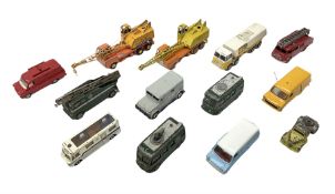 Dinky - thirteen unboxed and playworn die-cast commercial vehicles including two Supertoys 20-Ton Lo