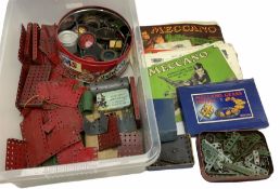Meccano - quantity of unboxed and playworn sections in red and green with instruction booklets toget