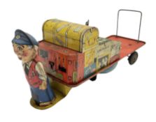 Wells Brimtoy 'Mr. Porter and his Truck' clockwork lithographed tin-plate mechanical toy L30.5cm