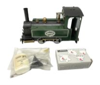 Mamod 0-Gauge - SL1 live steam 0-4-0 tank locomotive in green livery together with fuel tablets