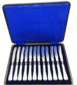 Set of twelve early 20th century silver handled butter knives