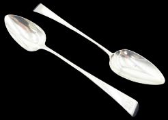 Pair of George III silver Old English pattern basting spoons