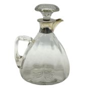 Mid 20th century silver mounted glass claret jug