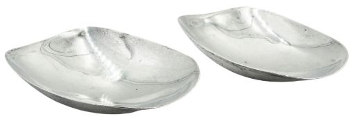 Pair of mid 20th century silver nut rocker dishes