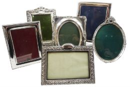 Six silver mounted photograph frames