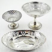 20th century silver pedestal bon bon dish