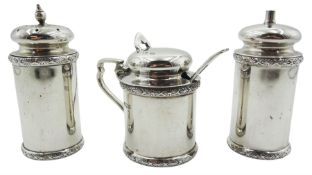 Mid 20th century set of three silver cruets