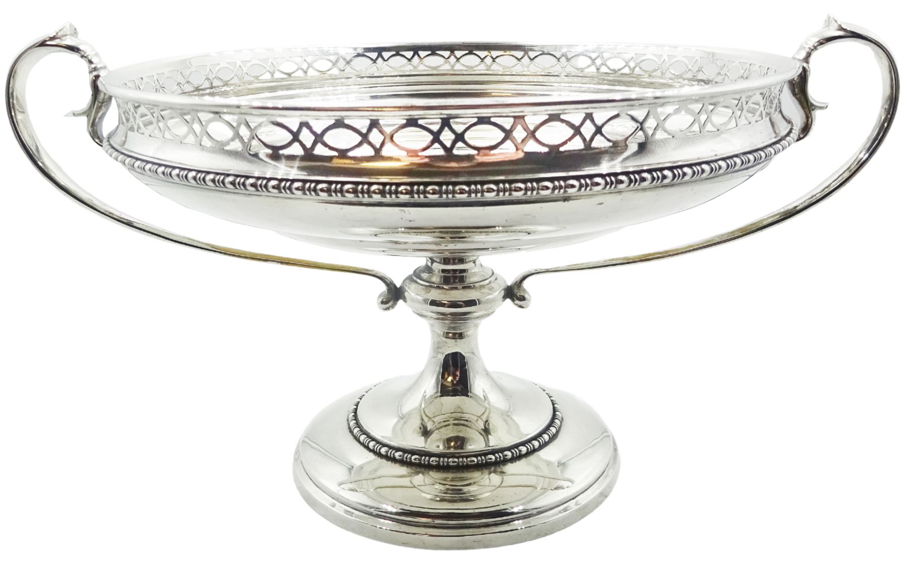 Early 20th century silver twin handled pedestal bowl