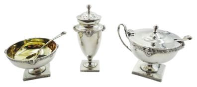 Early 20th century three piece cruet set