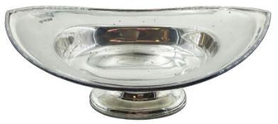 Edwardian silver pedestal bowl of navette form