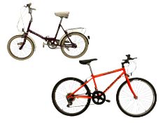 raleigh shopper style small wheel folding bicycle and boys mountain type bicycle - THIS LOT IS TO BE