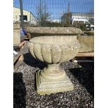 Composite stone circular garden urn