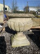 Composite stone circular garden urn