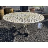Painted aluminium circular garden coffee table - THIS LOT IS TO BE COLLECTED BY APPOINTMENT FROM DUG