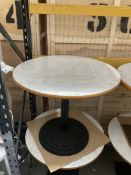 Pair of marble effect round dining tables - THIS LOT IS TO BE COLLECTED BY APPOINTMENT FROM DUGGLEBY