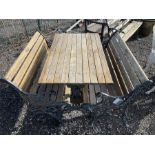 Pair of cast iron and wood slatted garden benches