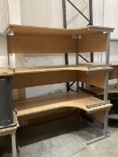 Set of three right hand return oak effect office desks. - THIS LOT IS TO BE COLLECTED BY APPOINTMENT