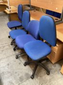 Four blue swivel office desk chairs - THIS LOT IS TO BE COLLECTED BY APPOINTMENT FROM DUGGLEBY STORA
