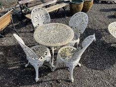 Circular white painted aluminium garden table