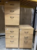 Set of three oak effect filing pedestals. - THIS LOT IS TO BE COLLECTED BY APPOINTMENT FROM DUGGLEBY
