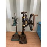 Vertical drill stand and vintage hand cranked pillar drill - THIS LOT IS TO BE COLLECTED BY APPOINTM