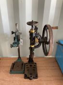 Vertical drill stand and vintage hand cranked pillar drill - THIS LOT IS TO BE COLLECTED BY APPOINTM