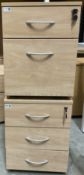 Pair of light oak effect filing pedestals on castors. - THIS LOT IS TO BE COLLECTED BY APPOINTMENT F