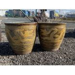 Pair of circular glazed garden planters - THIS LOT IS TO BE COLLECTED BY APPOINTMENT FROM DUGGLEBY S