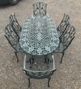 Painted aluminium oval garden table